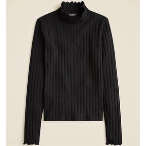 J. Crew Pointelle knit turtleneck in black